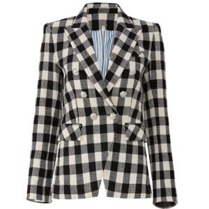 Veronica Beard Miller Dickey Black & White Gingham Checker Blazer Jacket, Sz 24